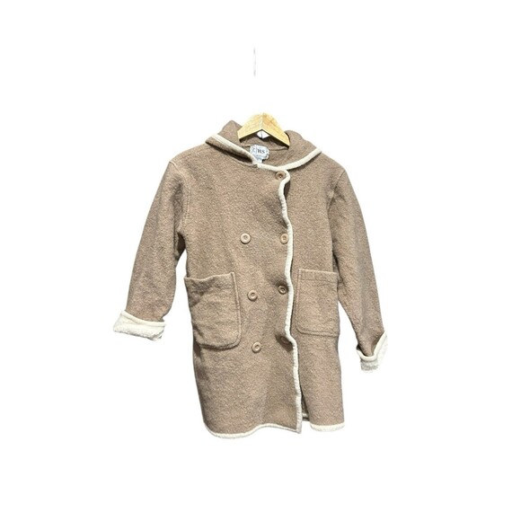 Vintage Casual WorkStyles Coat Wool Button Down Hooded Brown and Cream Size 1X - Picture 1 of 6